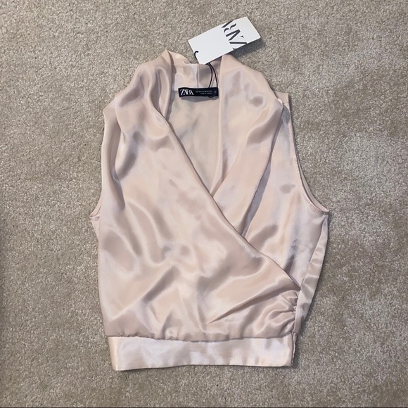 ZARA SATIN EFFECT WRAP TOP - Picture 5 of 6